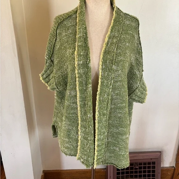 Daily Practice Anthro Sz XS/S Green Knitted Open Front Cardigan Casual Studio - Picture 3 of 6